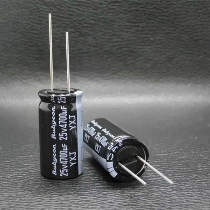 Фото (2 шт.) Rubycon 25v4700uF алюминиевый электролитический YXJ, высокочастотный, длительный срок службы, 16*31,5 мм, 4700 мкФ, 25 В, фиксированный конденсатор с сквозным отверстием №3