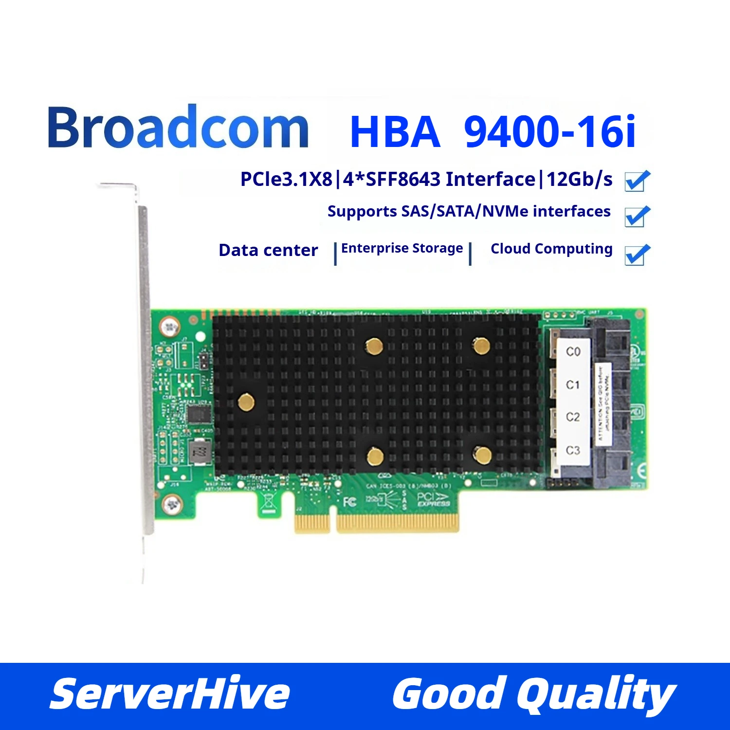 Broadcom LSI 9400-16i NVME HBA карта расширения SAS/SATA проходная карта NVME чип SAS3416 12 Гбит/с 05-50001-00