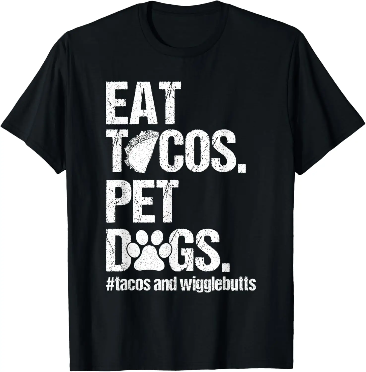 Футболка в стиле ретро Eat Tacos Pet Dogs Tacos and Wigglebutts