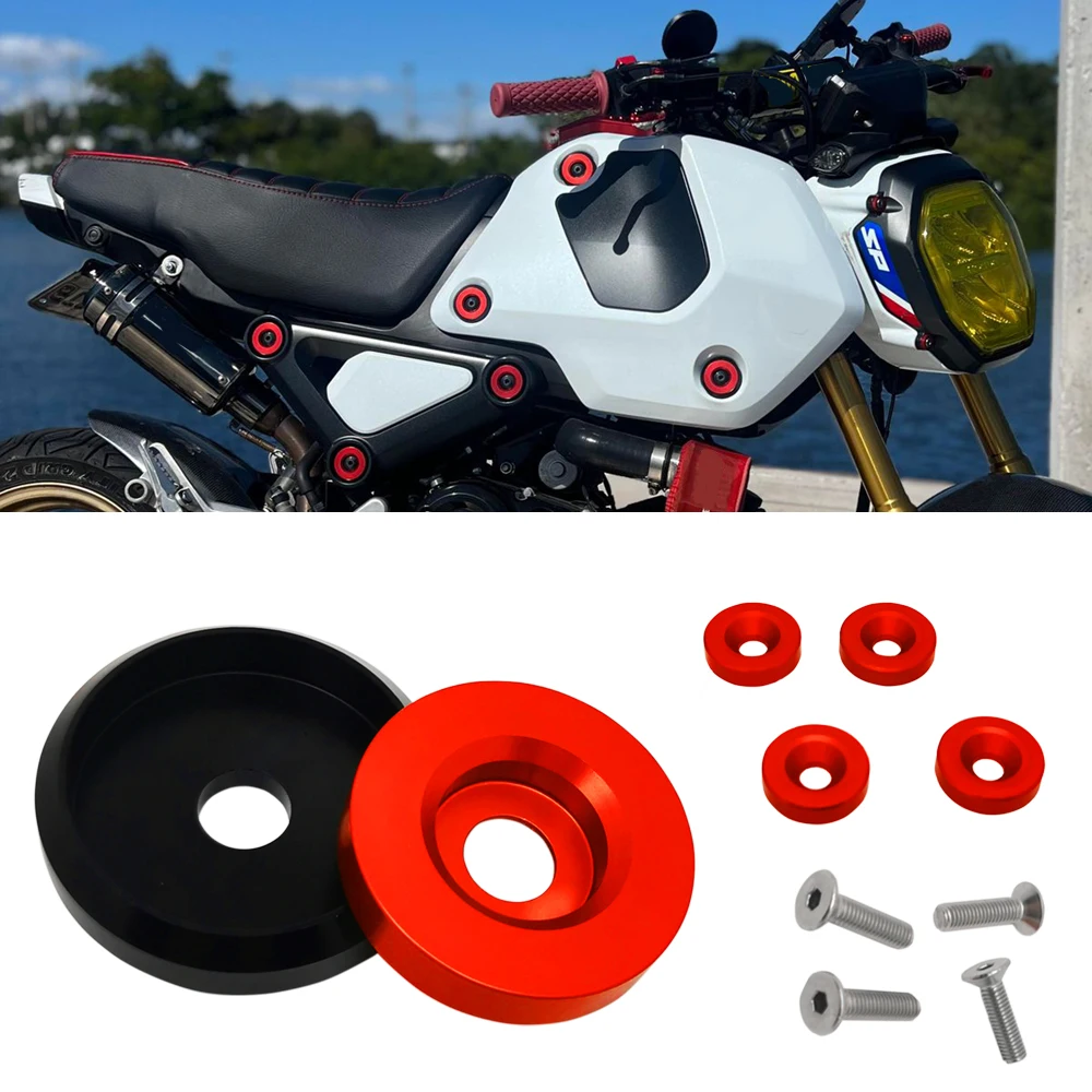 Комплект Шайбы кромки красного цвета из алюминия CNC для Honda Grom 125 2022-2024