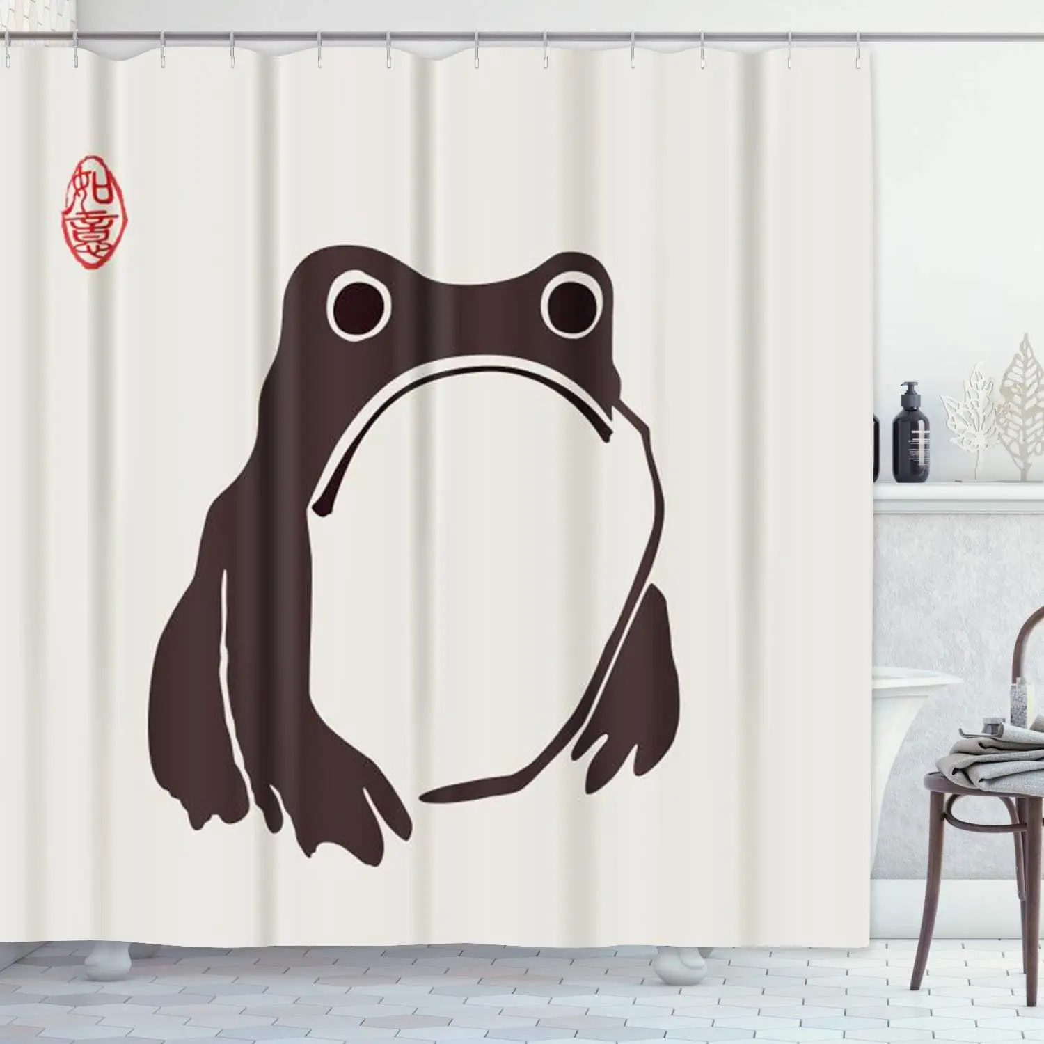 Занавеска для душа Unimpressed Frog для ванной комнаты, милые чернила, забавная художественная занавеска для ванны в японском стиле, водонепроницаемая ткань, модный декор для ванны