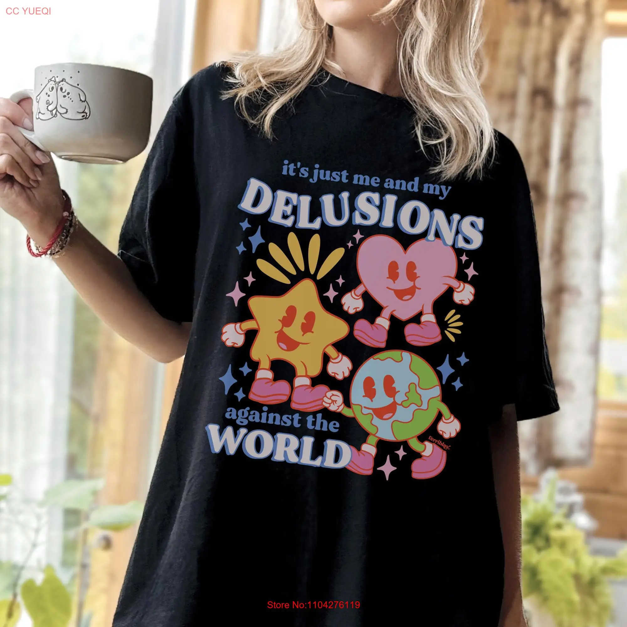 Забавная футболка Delusions Comfort Color в стиле ретро, винтажная футболка с героями мультфильмов Delulu Meme, большие размеры, милая футболка для девочек, модная Terriblay