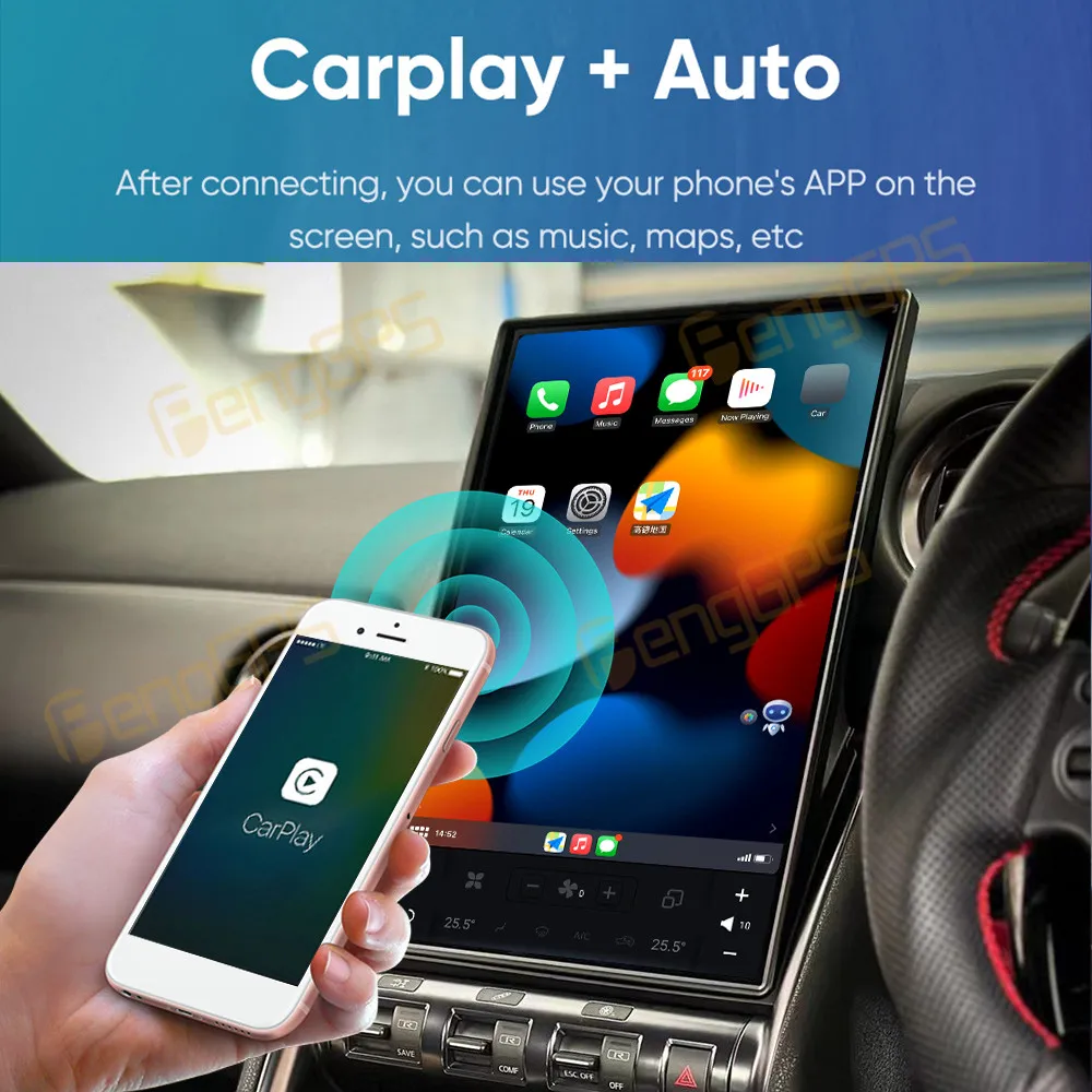 14,4-дюймовый автомобильный радиоприемник Android 13 CarPlay для Nissan GTR 2011-2016, мультимедийный плеер с сенсорным экраном, GPS-навигация, головное устройство DSP WIFI BT