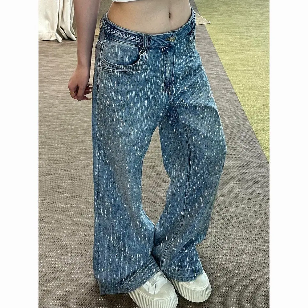 Брюки в стиле пэчворк Harajuku American Gyaru Acubi Alt Grunge Subcultural High Street Punk Gothic Женские брюки Y2k Jeans