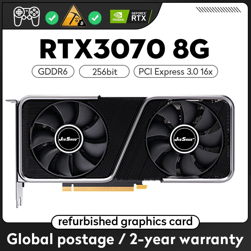 Графическая карта JIESHUO RTX 3070 8 Гб GDDR6 4,0 бит 6 + 6 контактов GPU NVIDIA компьютер PCI Express X16 RGB игровая видеокарта RTX3070 8 Гб