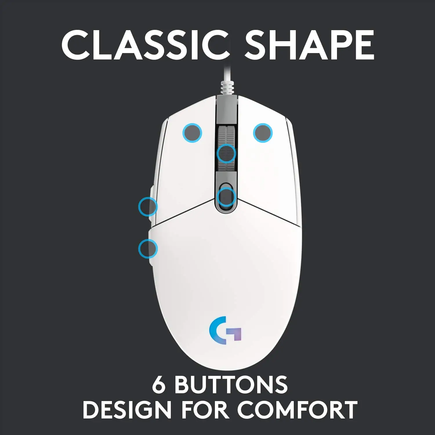 Фото Игровая проводная мышь Logitech G G102 2-го поколения с синхронизацией света, 8000 точек на дюйм, 6 программируемых кнопок, RGB №4