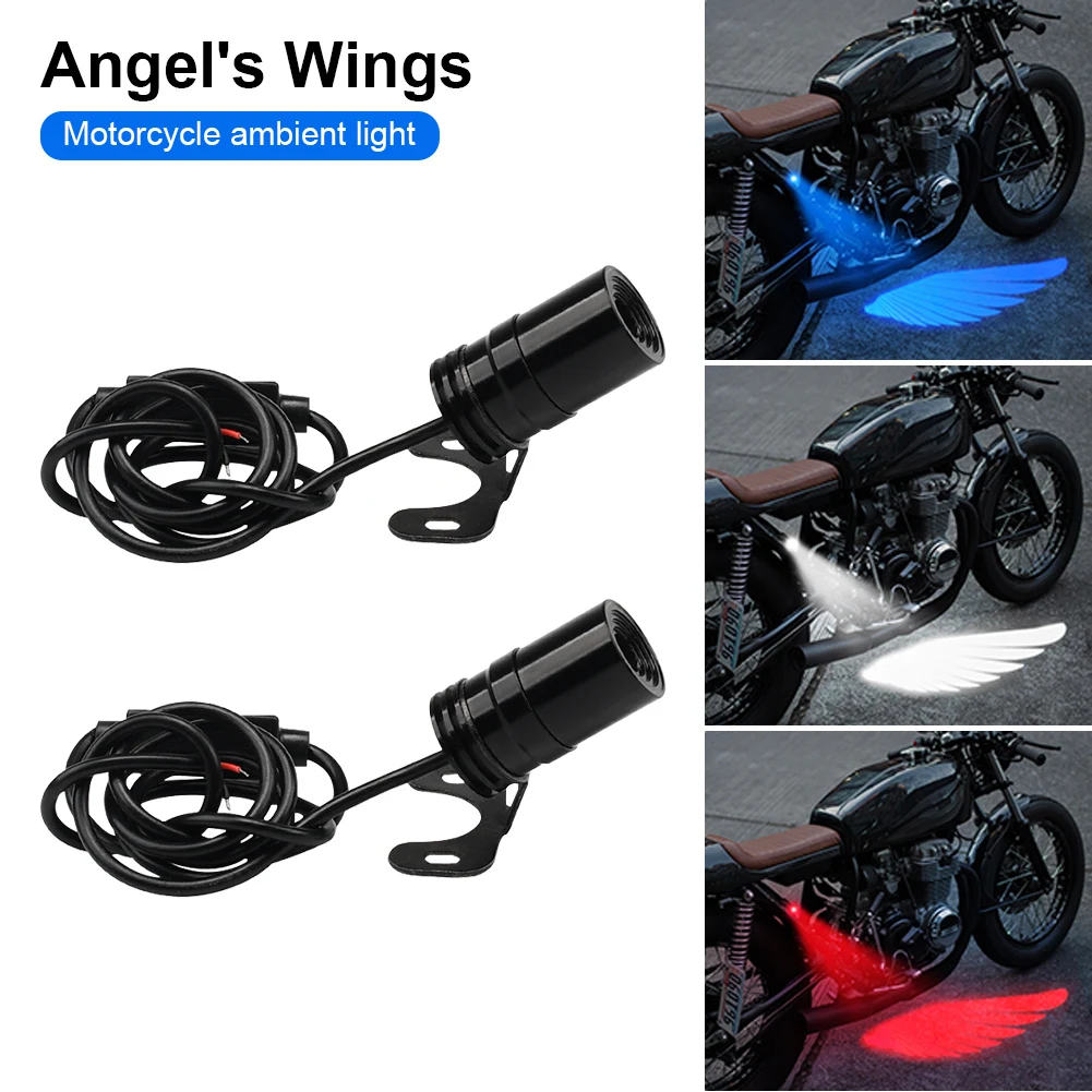 Фото 2 проекционных фонаря для мотоциклов Angel Wings, универсальные водонепроницаемые призрачные фонари для кузова мотоцикла, совместимые с Halley Su-Zuki №4