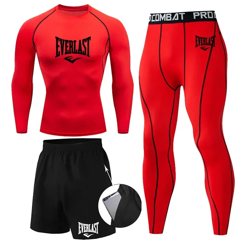 Фото EVERLAST Мужская футболка + шорты, комплект из 2 предметов, одежда для отдыха с короткими рукавами, спортивная одежда для бега в тренажерном зале, брендовая одежда с принтом №5
