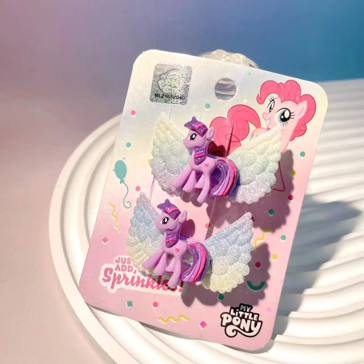 Фото 2 шт., заколка для волос My Little Ponys для девочек, новый зажим в стиле аниме с единорогом, детская заколка с челкой, модные головные уборы, аксессуары для волос, подарок для детей №5