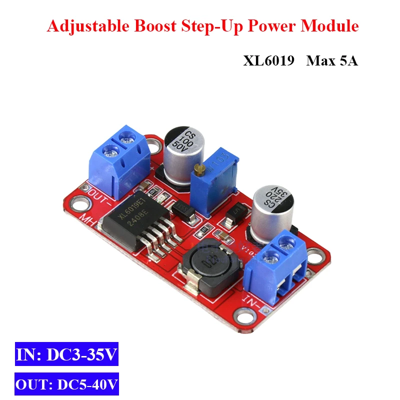 Фото XL6019 5A Max DC-DC Boost Step Up Модуль питания Преобразователь напряжения 3 В-35 В до 5 В 6 В 9 В 12 В 18 В 24 В 32 В Регулируемый выходной регулятор №2
