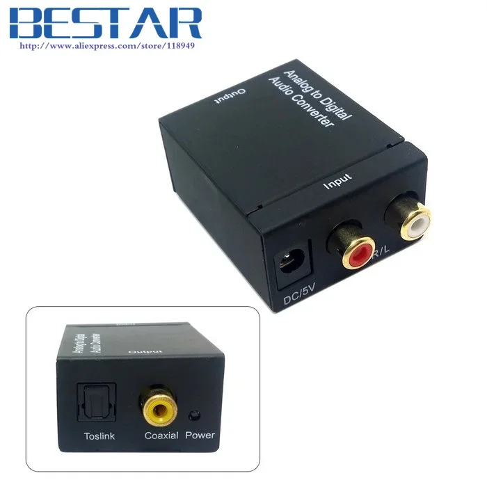 Аналоговый L/R-цифровой SPDIF коаксиальный коаксиальный RCA и оптический адаптер аудиоконвертера Toslink
