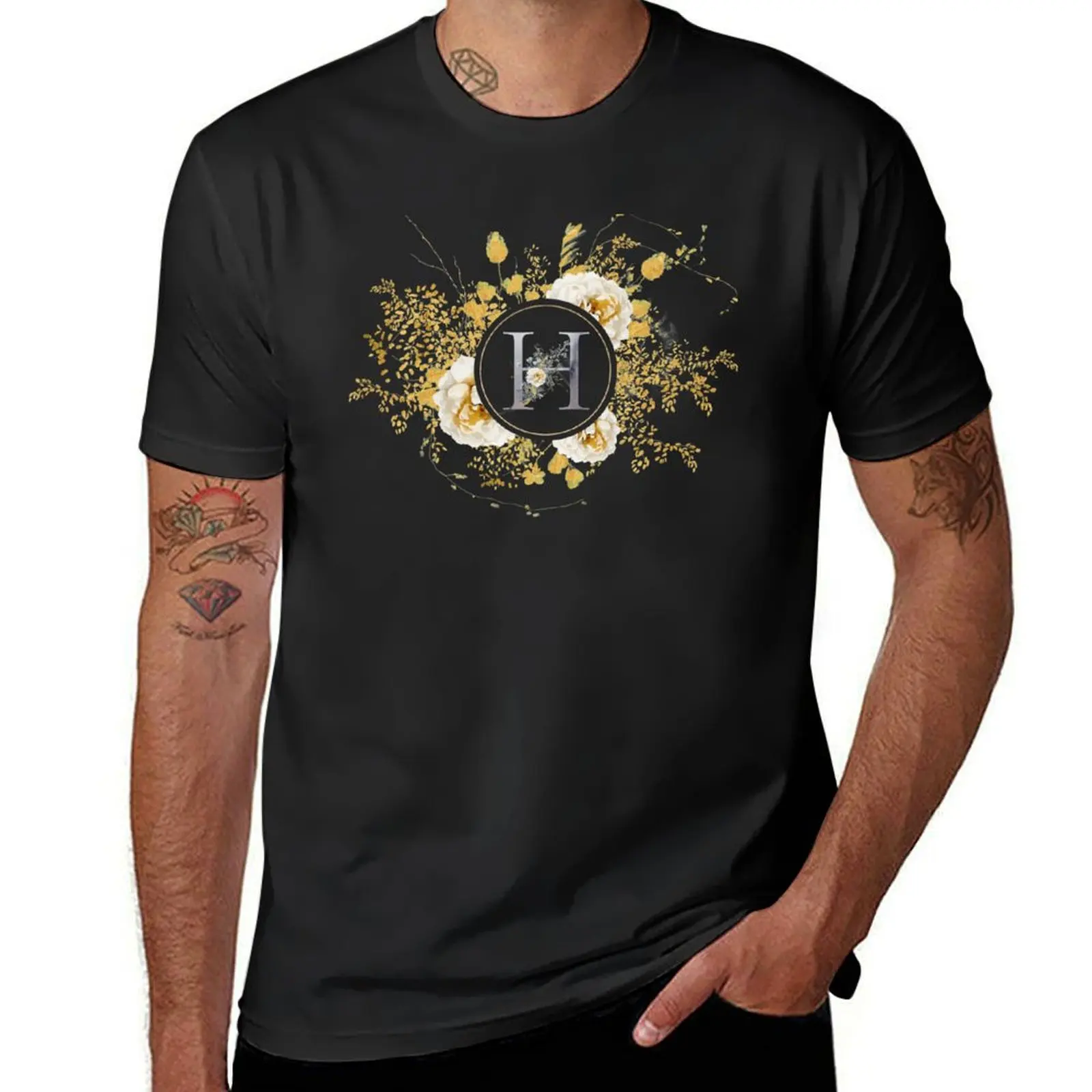 Футболка Blissful Monogram H с изображением графики, индивидуальный дизайн, быстросохнущие винтажные мужские высокие футболки