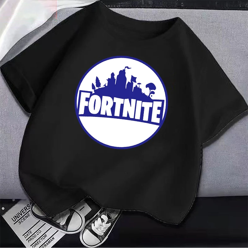 Фото Футболка Fortnites для мужчин и взрослых, летняя хлопковая Мягкая дышащая Милая мультяшная одежда с короткими рукавами, цвет черный №5