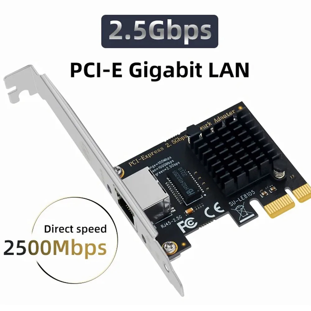 2500 Мбит/с Pcie к RJ45 Inte I225 Сетевая карта 2.5G Gigabit Ethernet LAN-адаптер 100/1000/2500 Мбит/с Сетевая карта для настольного ПК