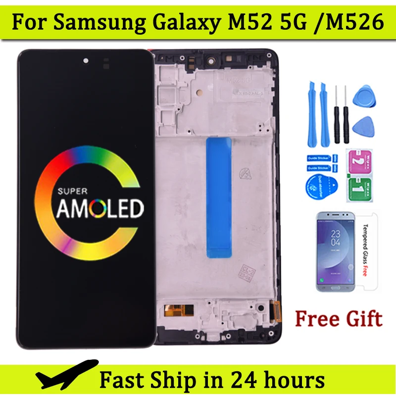 Дисплей Super AMOLED с сенсорным экраном и дигитайзером в сборе для Samsung Galaxy M52 5G M526 M526B, ЖК-экран Pantalla, запасные части