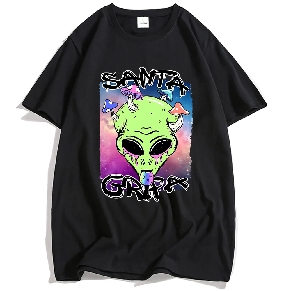 Фото Футболка SG ALIEN LA SANTA GRIFA, хлопковая мужская футболка с коротким рукавом, уличная одежда унисекс, забавные футболки с графическим принтом для мужчин и женщин №2