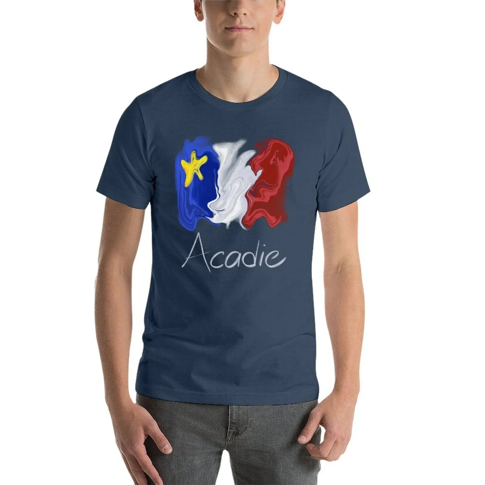 Фото Футболка с пастелью Acadian Flag - Drapeau acadien liquide pastel, мужские футболки для мужчин, мужская футболка, футболка №4