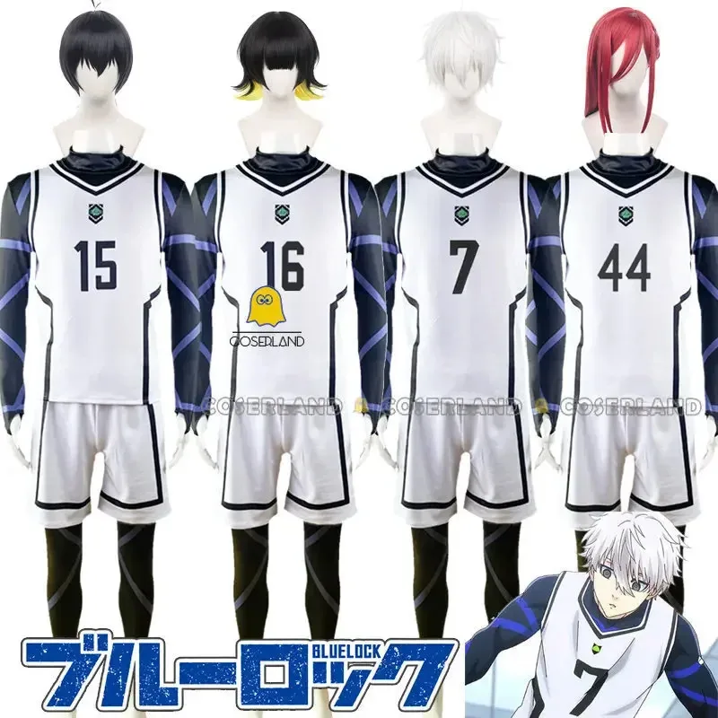 Аниме Blue Lock Nagi Seishiro Team White Uniform Косплей Костюм Bachira Meguru Парик Футбол Джерси Спортивная одежда Chigiri Hyo XM19