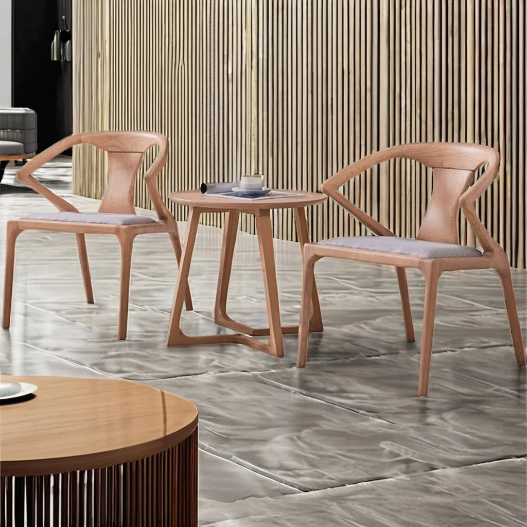 Фото Benutzer definiertes современes Design Massiv Eschenholz Outdoor Lounge Chair Natürliche Holzbel für Wohnzimmer Esszimmer №3