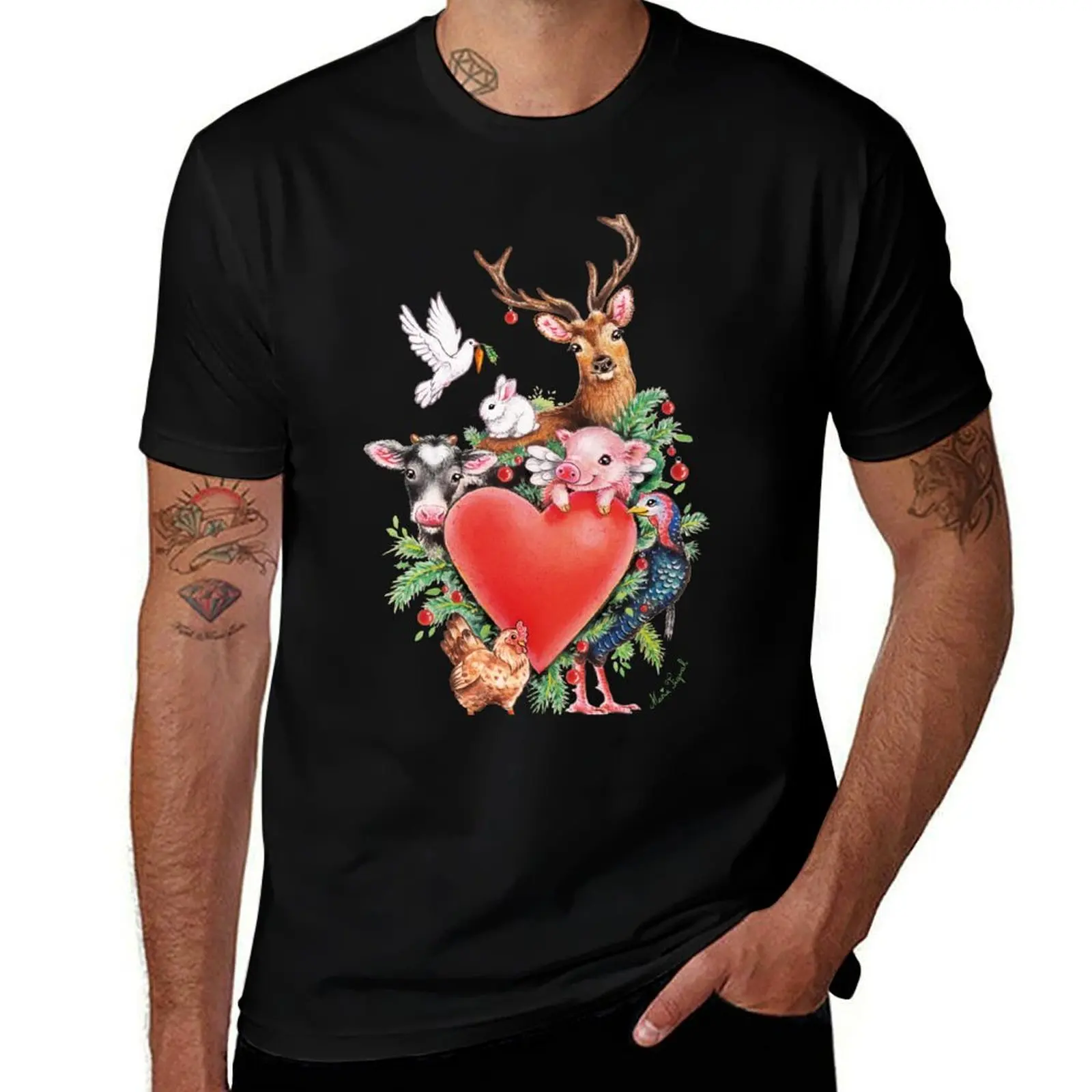 Футболка Xmas Heart by Maria Tiqwah, футболки для мужчин, хлопковые футболки с аниме для мужчин, футболка