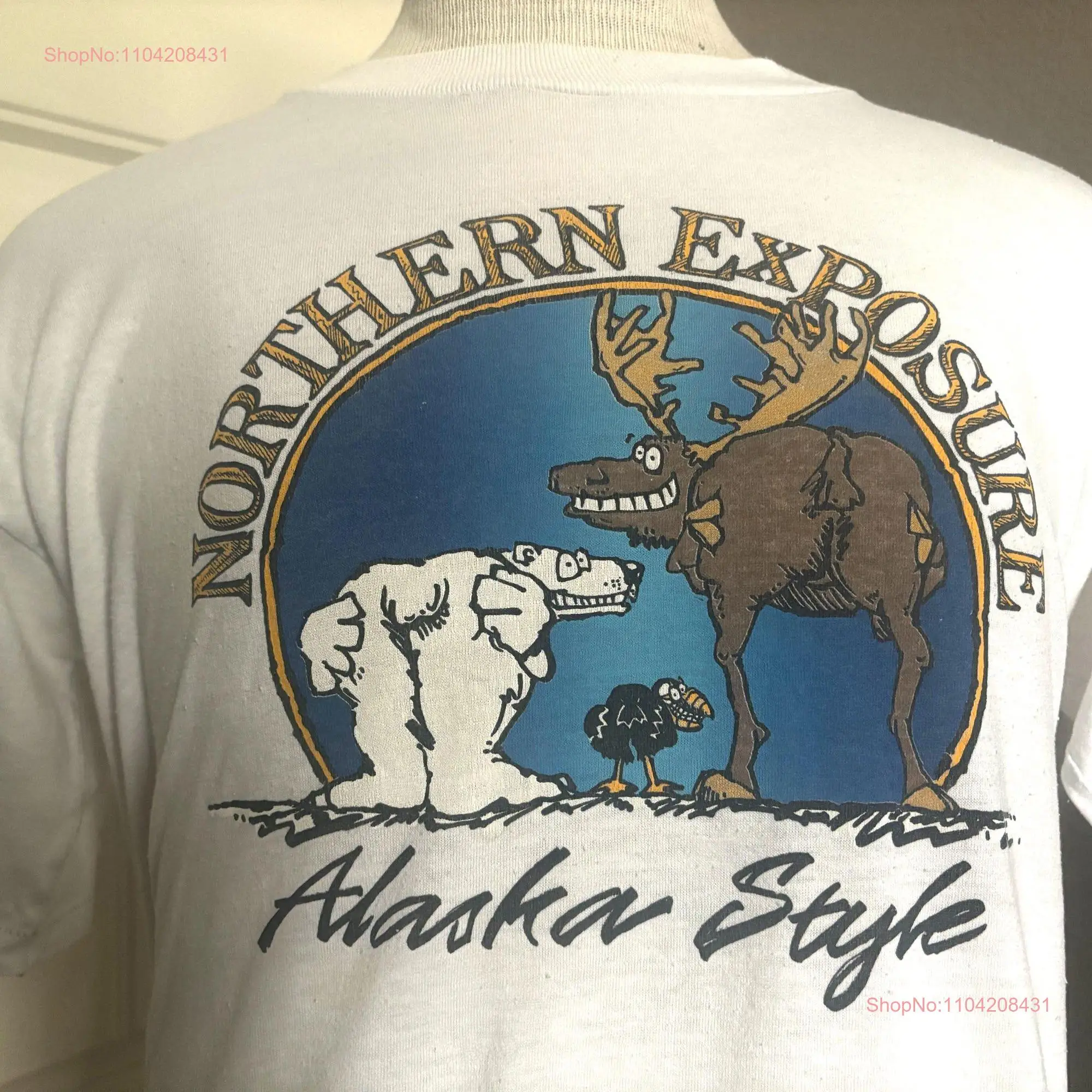 Винтажная футболка 90-х годов Northern Exposure Alaska Style Cheeky Animals XL с длинными или короткими рукавами