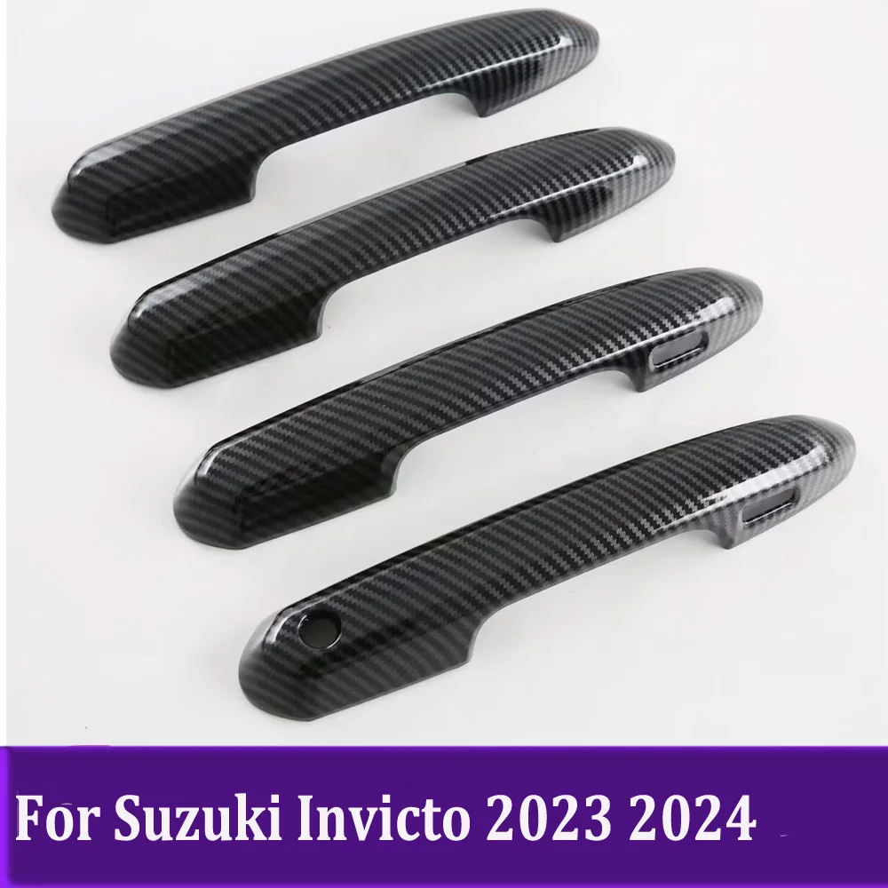 Наклейка на крышку боковой дверной ручки для Toyota Innova Zenix для Suzuki Invicto 2023 2024 Стайлинг автомобильные аксессуары из углеродного волокна