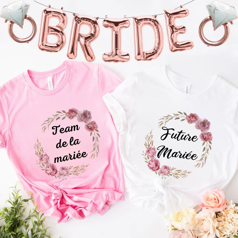 Футболка French Wreath Team EVJF Future Bride, женская футболка для девичника, свадебного душа, свадебной вечеринки, топы Y2k, футболки с круглым вырезом и короткими рукавами