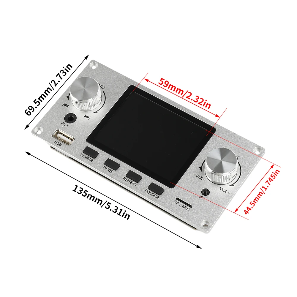 2,8-дюймовый цветной TFT-экран Bluetooth, модуль платы декодирования аудио без потерь, 2-канальный процессор с поддержкой I2S, цифровой аудиовыходной плеер постоянного тока 4,5-5 В (art.: 3920cbc6e5416) - 3920cbc6e5416