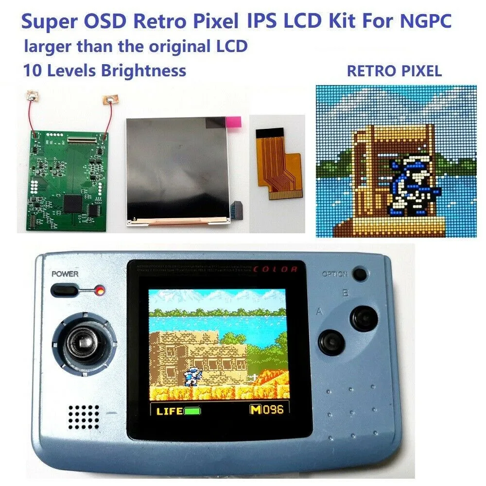 Ретро Pixel IPS High Light Backlight OSD Menu Комплект ЖК-экрана для карманной цветной игровой консоли NEOGEO NGPC