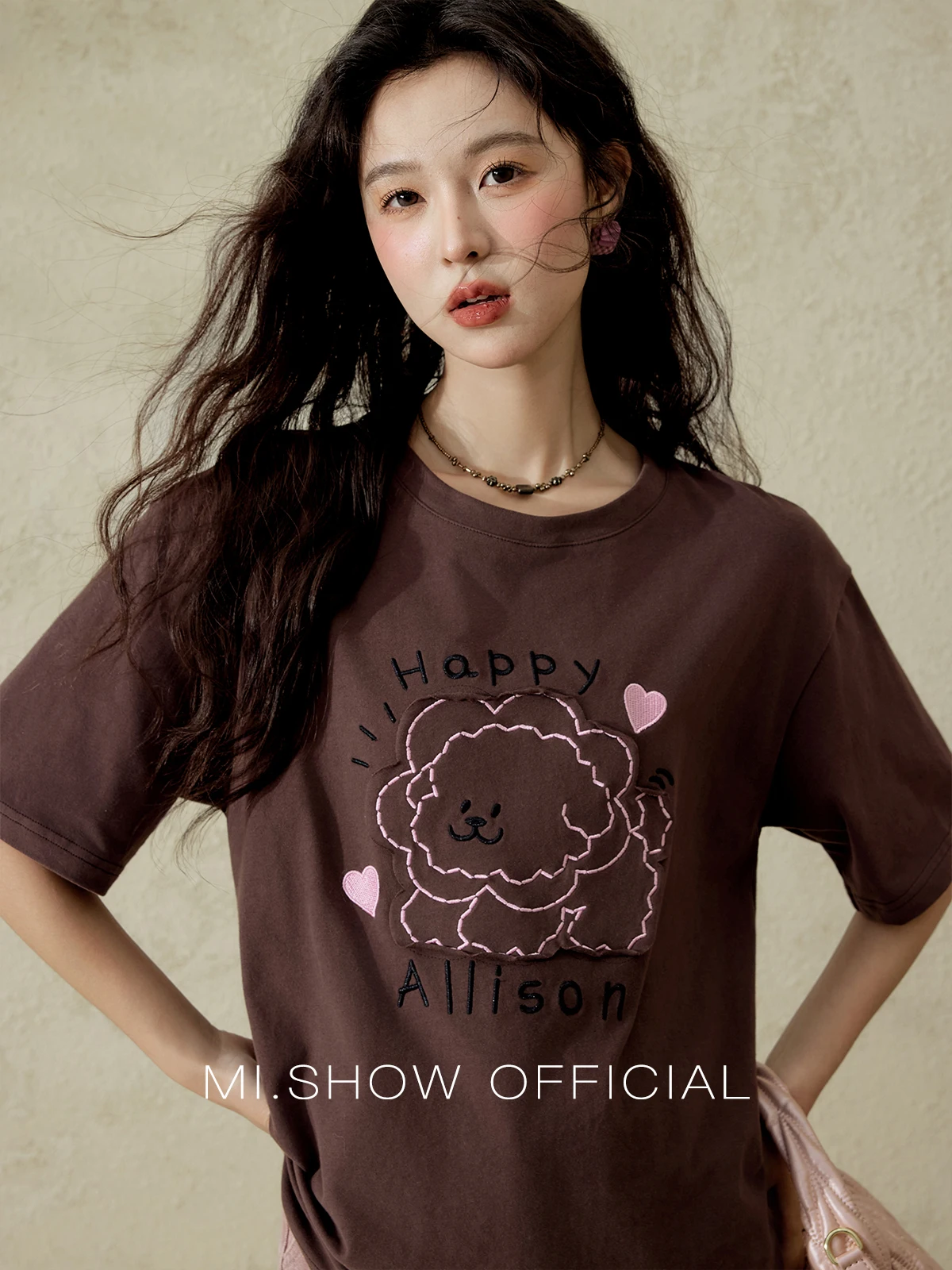 Женская футболка с вышивкой в стиле пэчворк MISHOW Puppy, лето 209, корейские хлопковые футболки из 100, свободные повседневные топы с короткими рукавами MXE13T0494