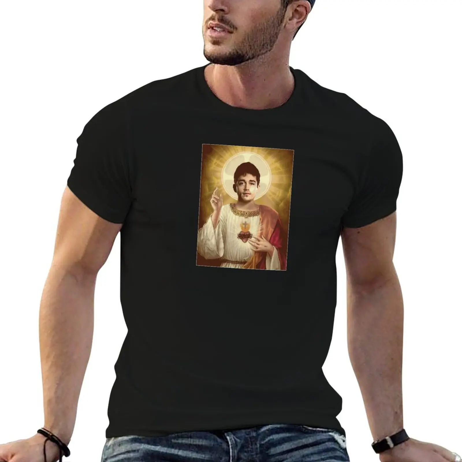 Футболка Charles Leclerc Jesus Essential, футболки с рисунком, большие футболки с аниме для мужчин
