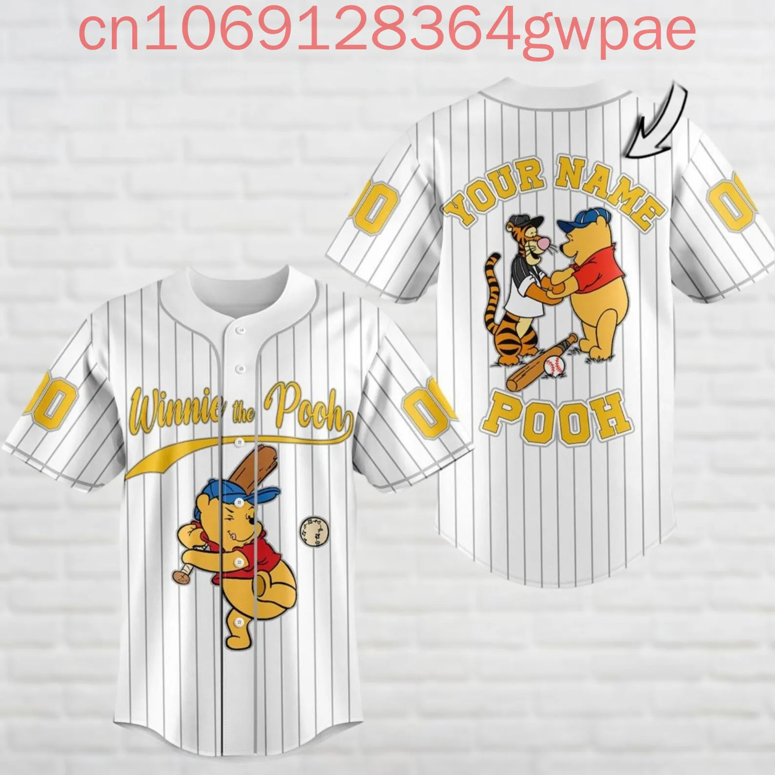 Фото Бейсбольные майки Disney Winnie the Pooh Tigger, мужская и женская рубашка, летняя повседневная детская бейсбольная рубашка с короткими рукавами №4