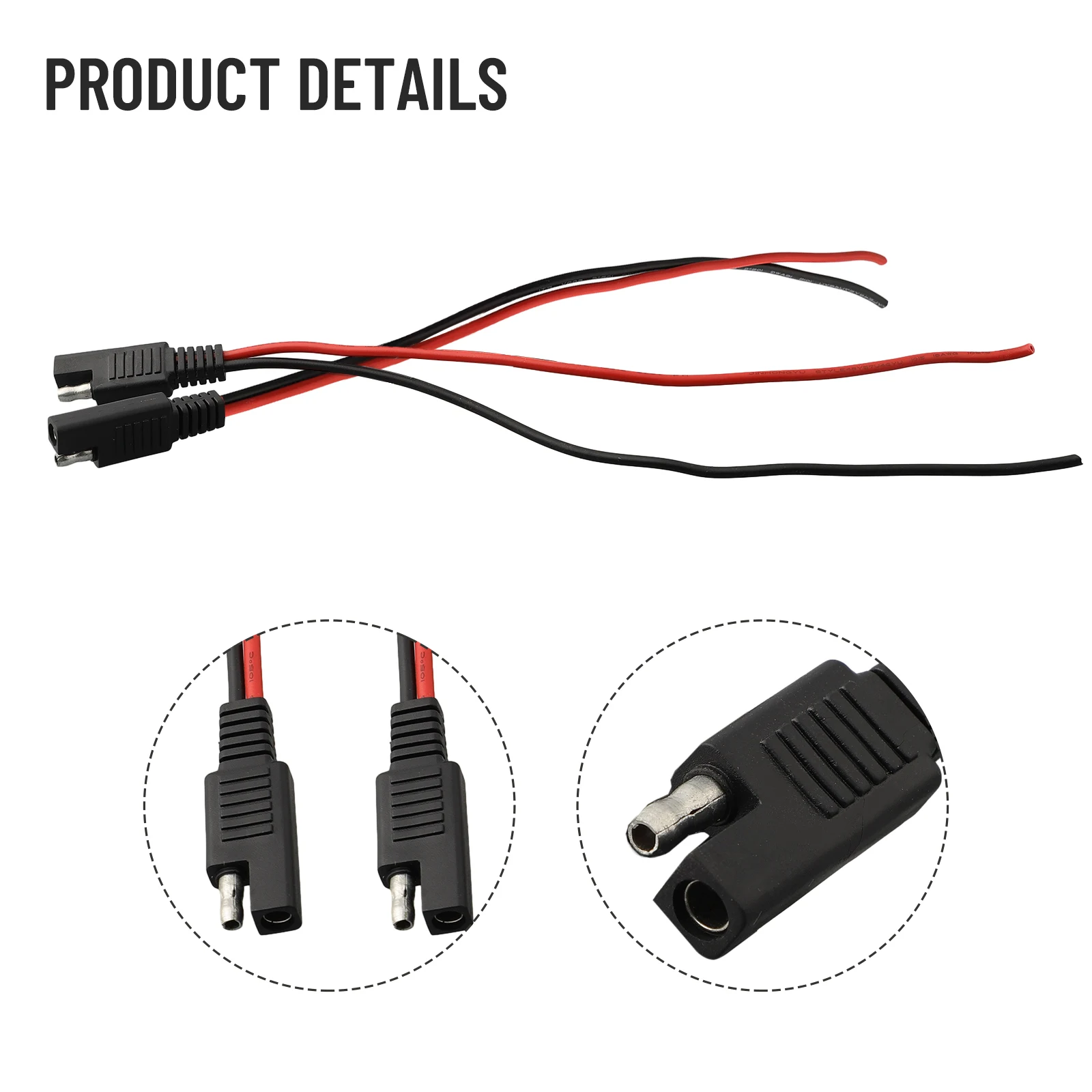 Фото 1 пара удлинительных кабелей SAE 18AWG, штекер + гнездо, длина 0 футов, идеально подходит для тракторов, мотоциклов и т. д. №4