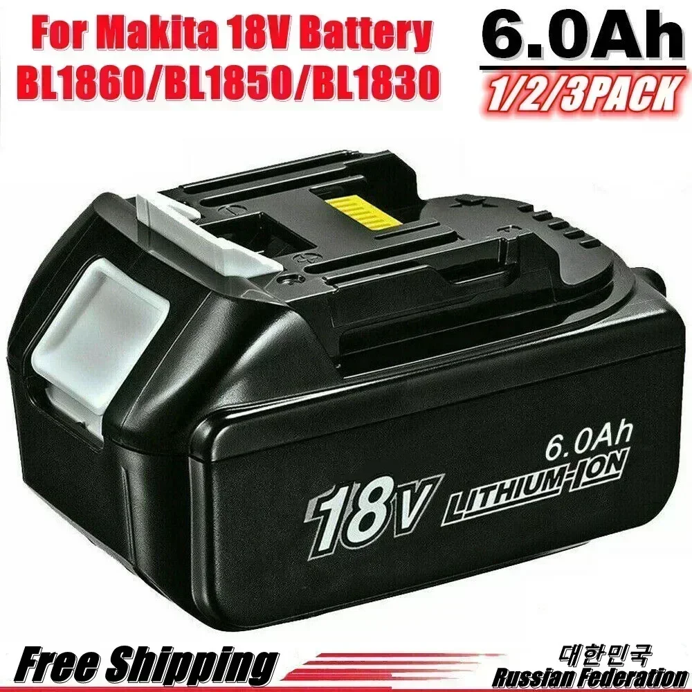 WE 1-3 упаковки BL1860 18 В 6000 мАч аккумуляторная батарея для Makita 18 В BL1830B BL1860B BL1840B BL1815 LXT-400 18650 Makita 18 В Batte