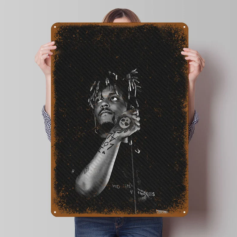 Juice Wrld портрет жестяные знаки знаменитости плакаты плакат винтажное украшение гостиная винтажные металлические тарелки украшения дома