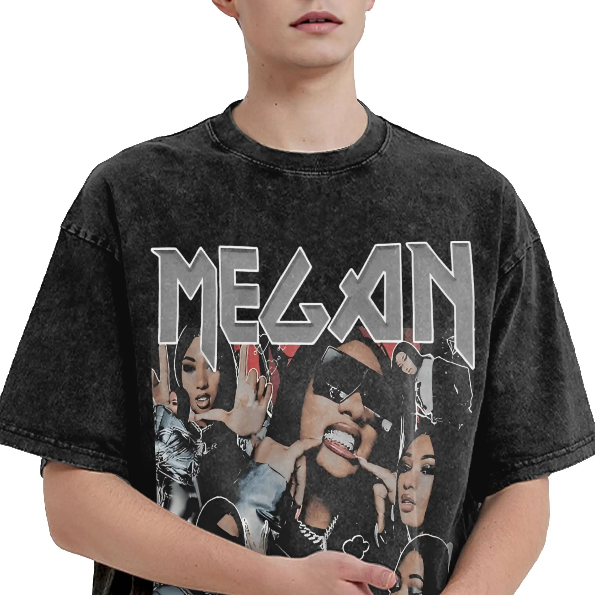 Фото Мужские футболки Megans Thee Stallion, рэперские топы, летняя эстетичная футболка с короткими рукавами и круглым вырезом, футболка с принтом Харадзюку, Лидер продаж №4