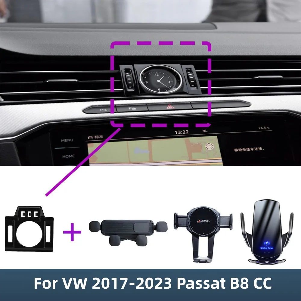Автомобильный держатель для телефона Volkswagen VW Passat B8 2017 2018 2019 2020 2021 2022, специальный фиксированный кронштейн, базовая Беспроводная зарядка