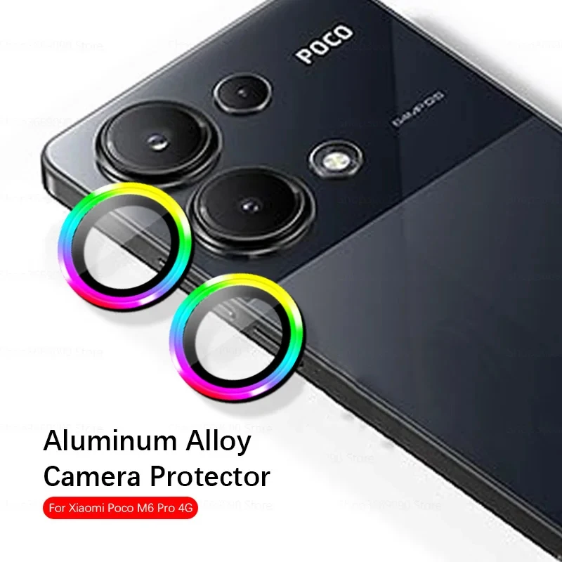 Чехол с металлическим каркасом Poko, защитный чехол для камеры для Xiaomi Poco M6 Pro M6pro 4G, защитное стекло для объектива из алюминиевого сплава