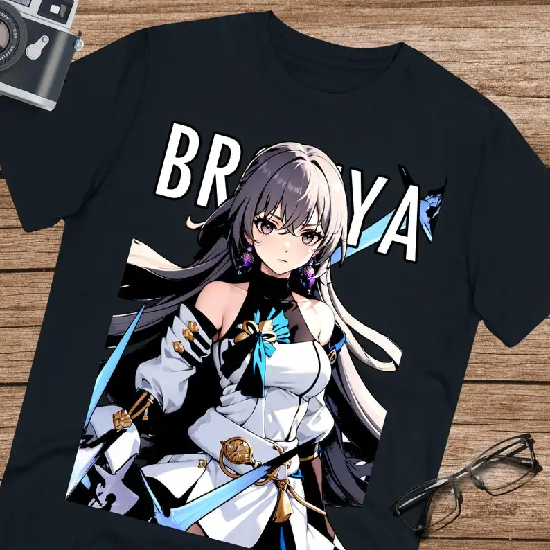 Хлопковая футболка унисекс с веером Bronya honkai star rail