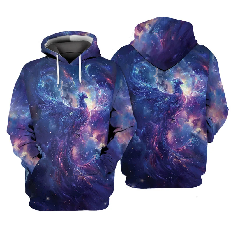 Фото Cool Fire Phoenix 3D Printed Hoodie Men's Clothing Harajuku Street Novel Hooded Coat Men Women Fashion Personality Sweatshirt №3