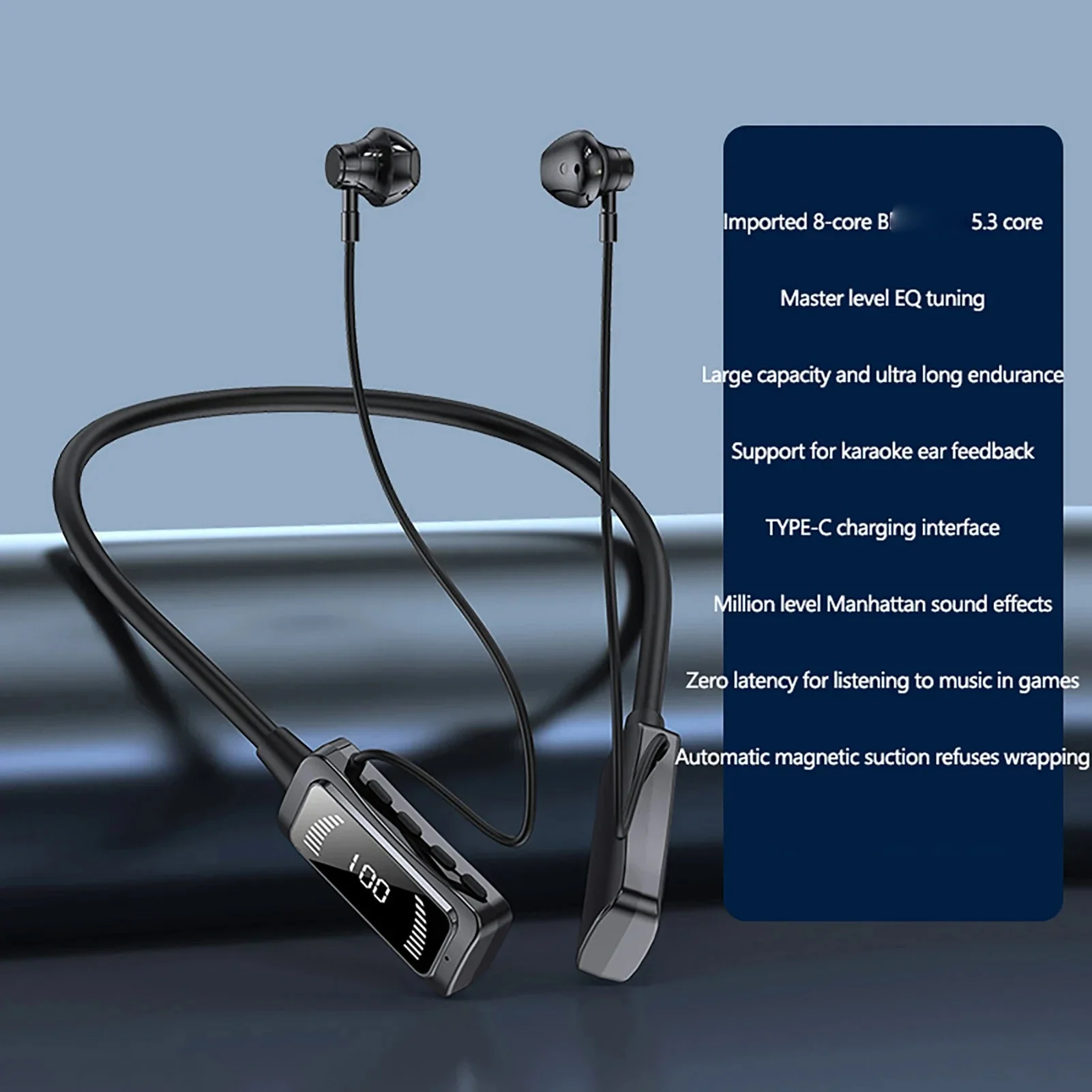 Фото Беспроводные Bluetooth 5,3 наушники KG06, Спортивная Шейная стереогарнитура, гарнитура для свободных рук, наушники для смартфонов №4