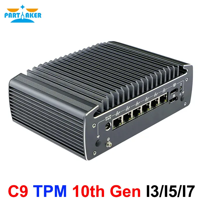 Мини-компьютер Core i3/i5/i7 10-го поколения безвентиляторный брандмауэр ПК 6 портов Intel 2.5G Nic pfSense x86 Barebone TPM2.0 WIFI 4G/5G