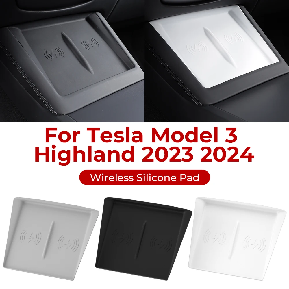 Силиконовый коврик для зарядки TESLA Model 3 Highland 2023 2024, нескользящий подлокотник, нижний коврик, пыленепроницаемый защитный чехол для зарядного устройства