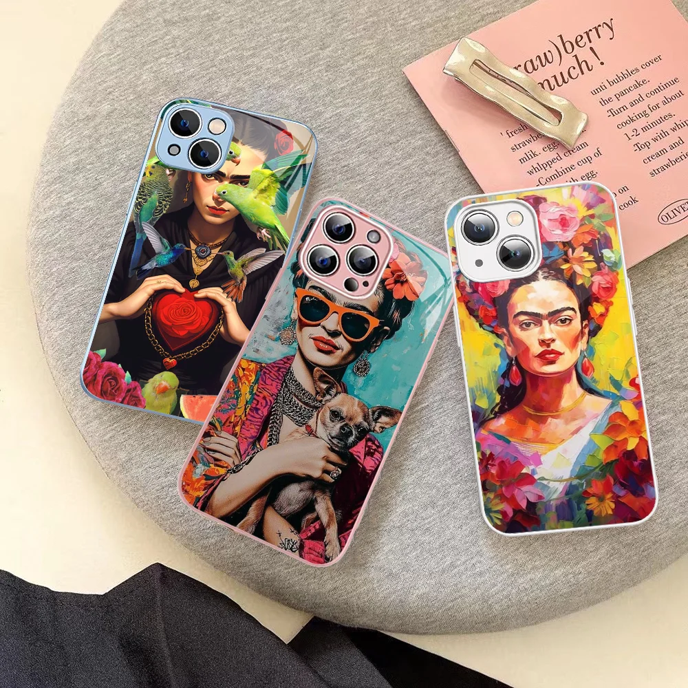 Чехол для телефона F-Frida K-Kahloes Art из закаленного стекла для Iphone 14 13 12 11 Pro Mini XS MAX 14Plus X XS XR Fundas