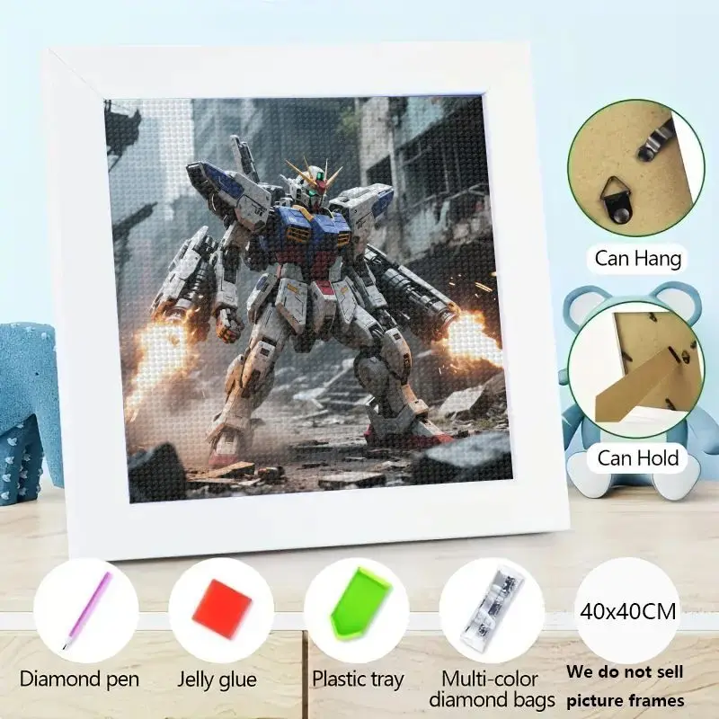 1 шт. 5D DIY комплект алмазной живописи, Gundam Mech Robot Warrior аниме фигурка научная фантастика боевая сцена полная дрель круглая алмазная живопись