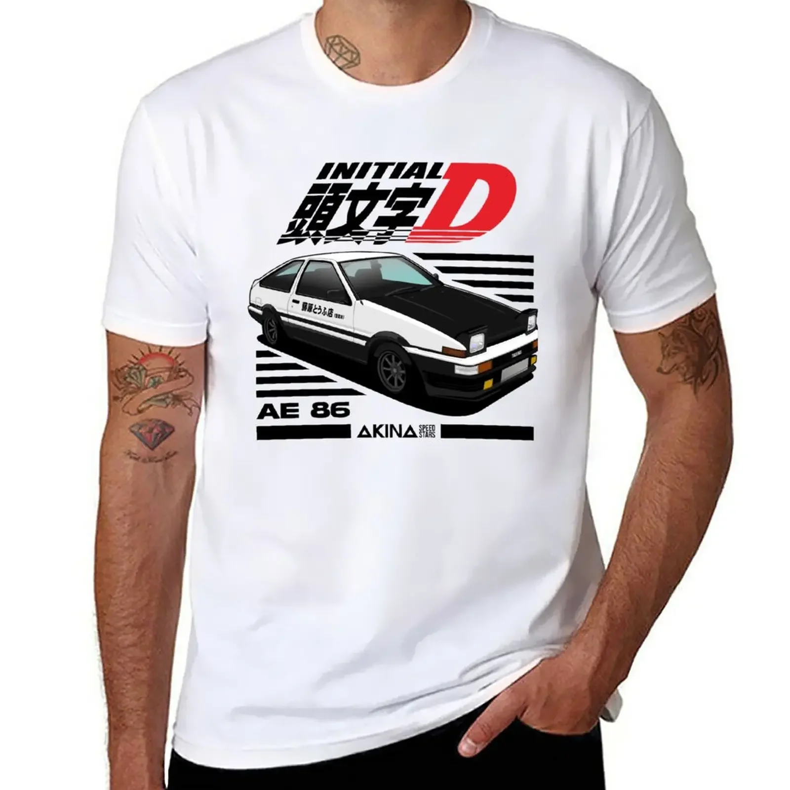 Футболка AE86 Initial D Мужская с принтом животных, топ для высоких мужчин, оверсайз, одежда в стиле Харадзюку, на лето
