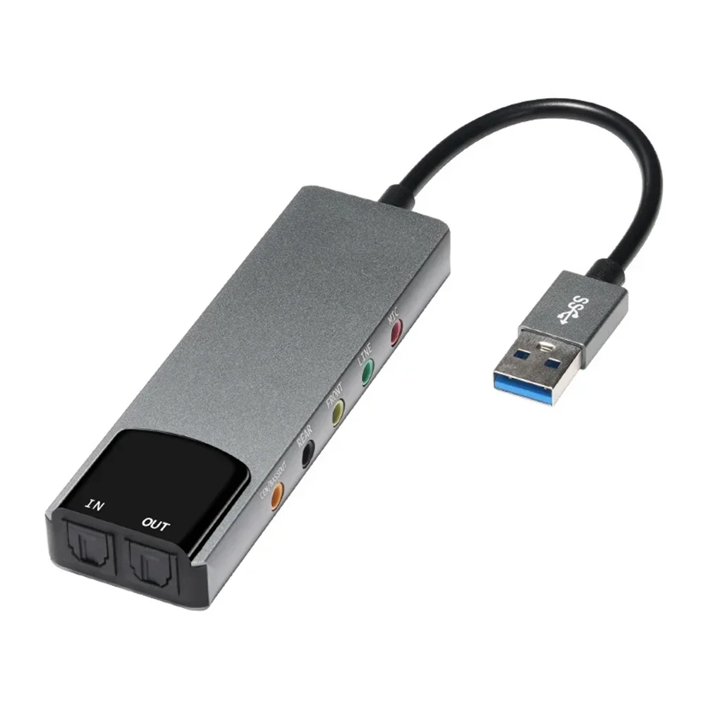 Фото 5 интерфейсов 5,1 аудио USB внешняя оптическая звуковая карта многофункциональный аудиоконвертер адаптер для ноутбука алюминиевая звуковая карта №3