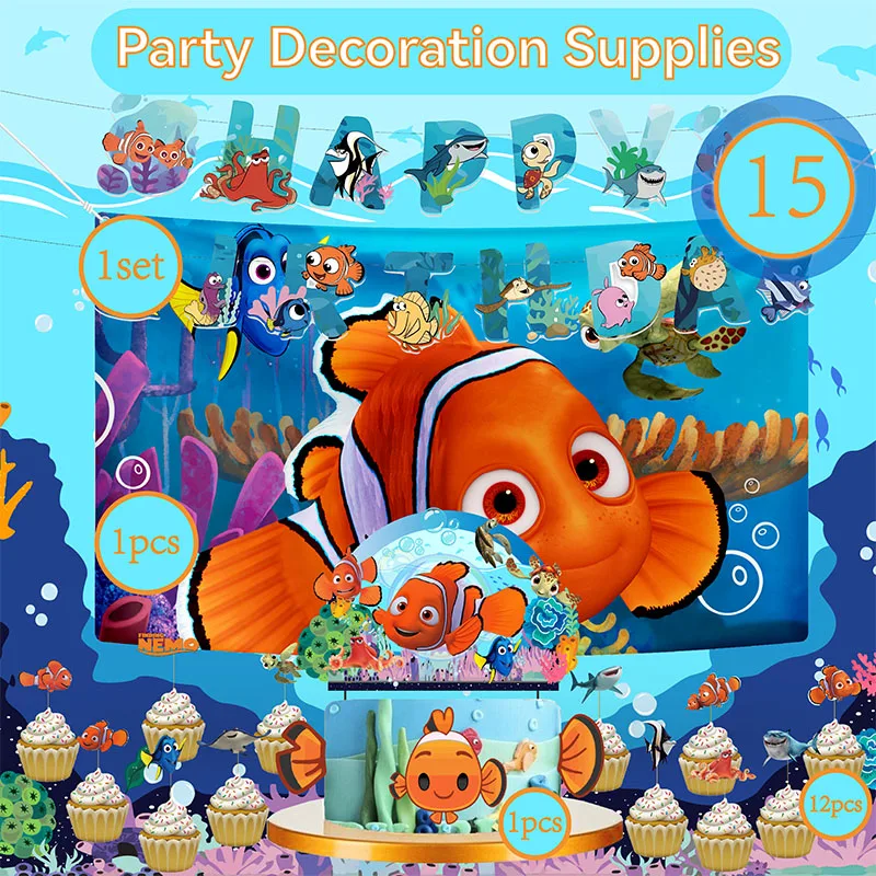 Cartoo Finding Nemo The Birthday Party Supplie одноразовая посуда наклейка фон коробка конфет сотовая спираль татуировка наклейка