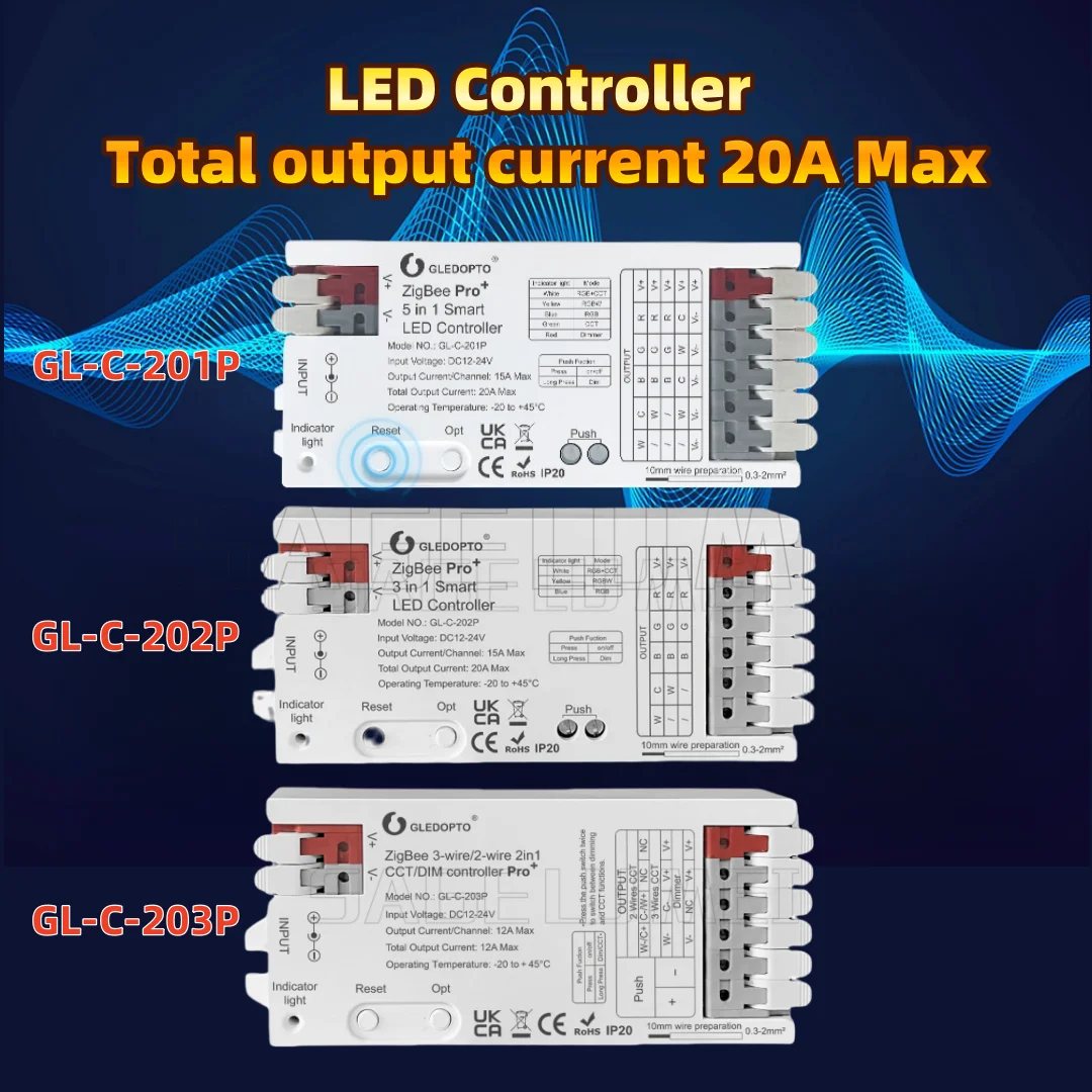 GL-C-201P/202P/203P GLEDOPTO DC12-24V 5 в 1 ZigBee 3.0 Pro+ Светодиодный контроллер RGB CCT RGBW RGBCCT Smart APP Голосовое управление