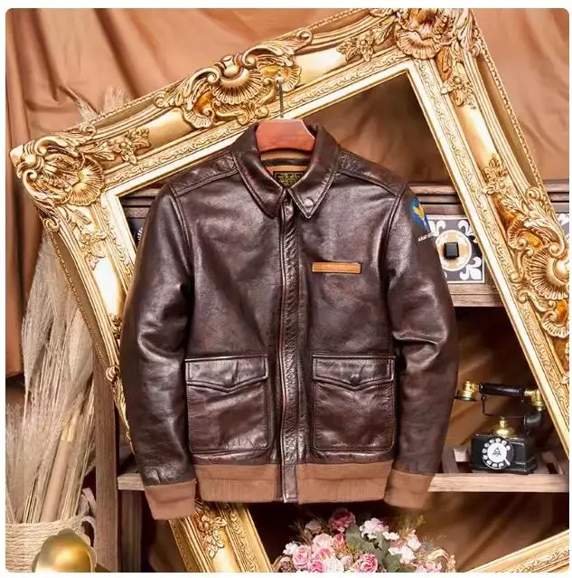 LNY SHop Top.Plus Bomber Куртка из натуральной кожи в стиле A-2. Роскошное мужское пальто толщиной 1,6 мм. Винтажная повседневная тяжелая кожаная ткань